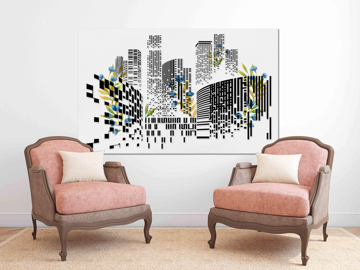 Trendige Wandkunst, Stadtwandkunst, mehrteilige Kunst, abstrakte Wandkunstgemälde auf Leinwand, extra große Wandkunst, Wohnwanddekoration