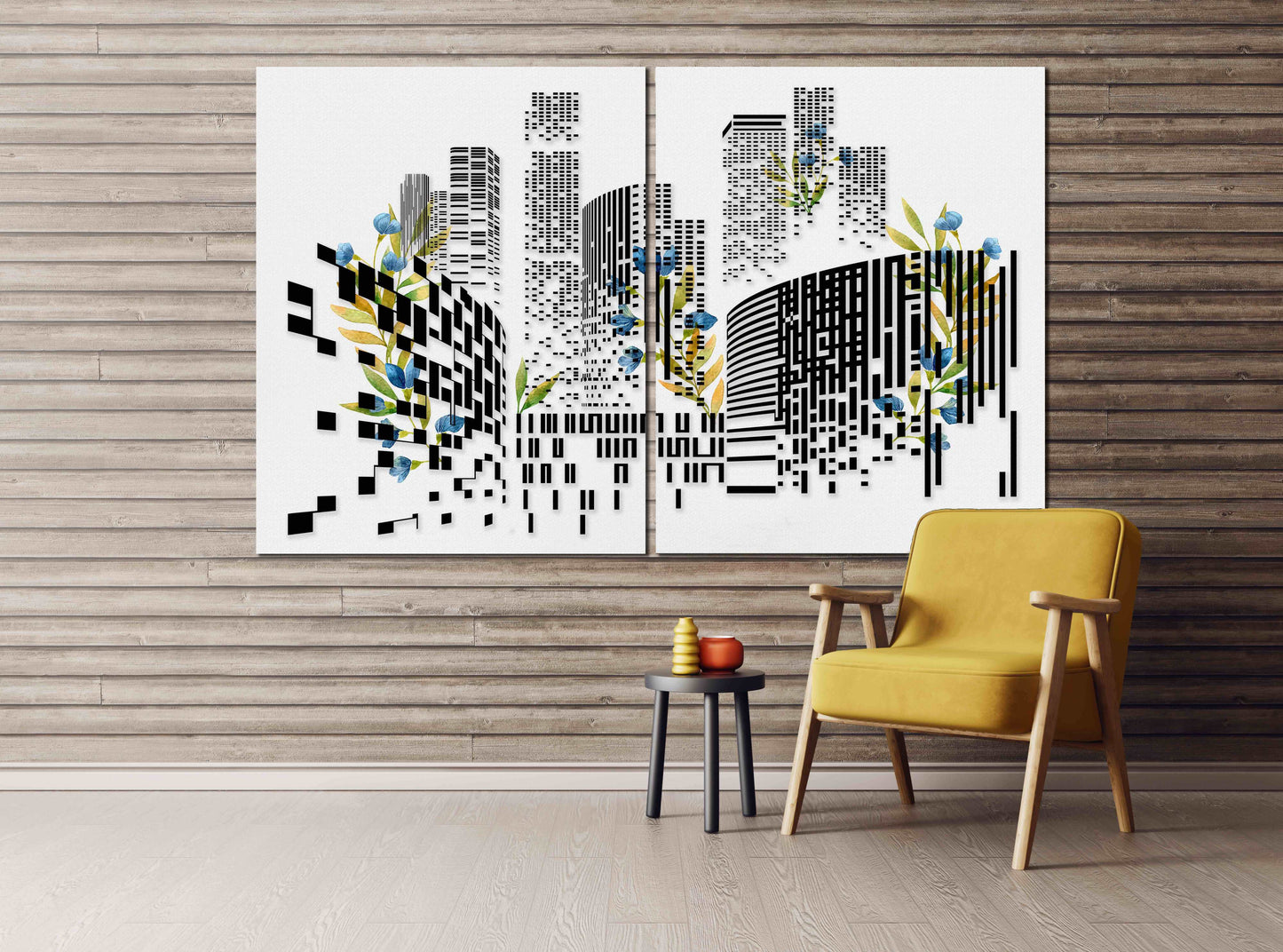 Trendige Wandkunst, Stadtwandkunst, mehrteilige Kunst, abstrakte Wandkunstgemälde auf Leinwand, extra große Wandkunst, Wohnwanddekoration