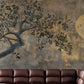 Extra large loft wallpaper, Peel and stick wall mural with moon image, Brown gold wallpaper mural, Self adhesive nature wall mural, Temporary wallpaper for living room, accent wallpaper