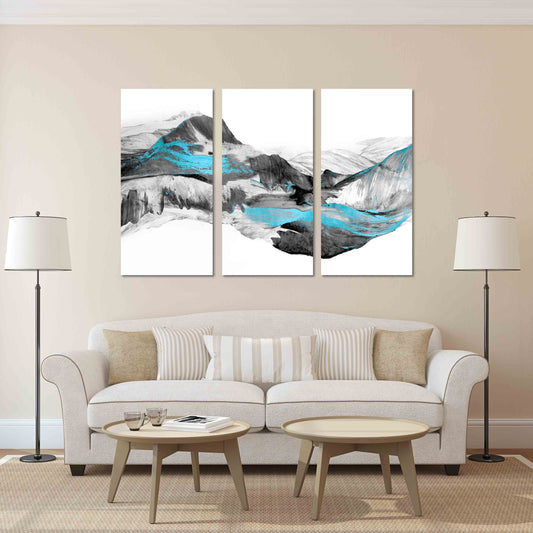 Abstract waves, Abstract wall art paintings on canvas, home wall decor, canvas painting, blue wave abstract, mountain wall art