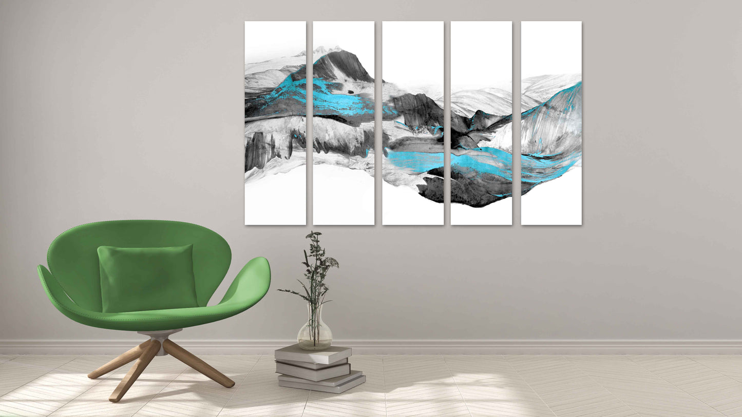 Moderne abstrakte Wandkunst gerahmtes Leinwandgemälde Blue Ridge Mountain Line Art Wanddruck Home Wanddekoration Hausaufmeinnung und Hochzeitsgeschenk