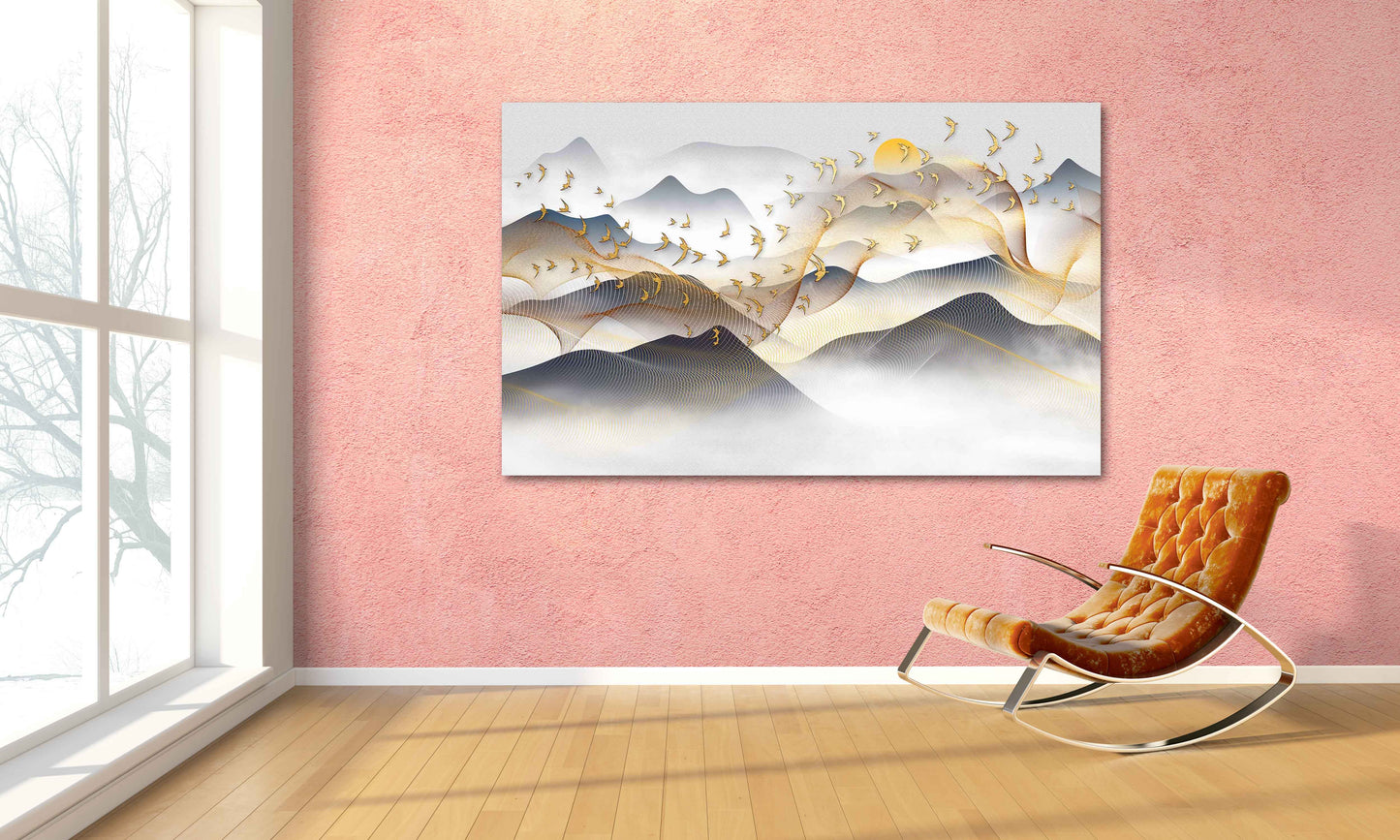 Felsen und Berge Gerahmte Wandkunst Berge Leinwandgemälde Bergwanddrucke Moderne Abstrakte Leinwand Home Wanddekoration