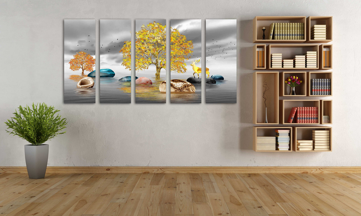 Baum des Lebens See Gemälde Original Kunst See Wandcollage Kit Leinwandgemälde Großes Panel Wandkunst Bilderrahmen Home Wanddekoration Bild