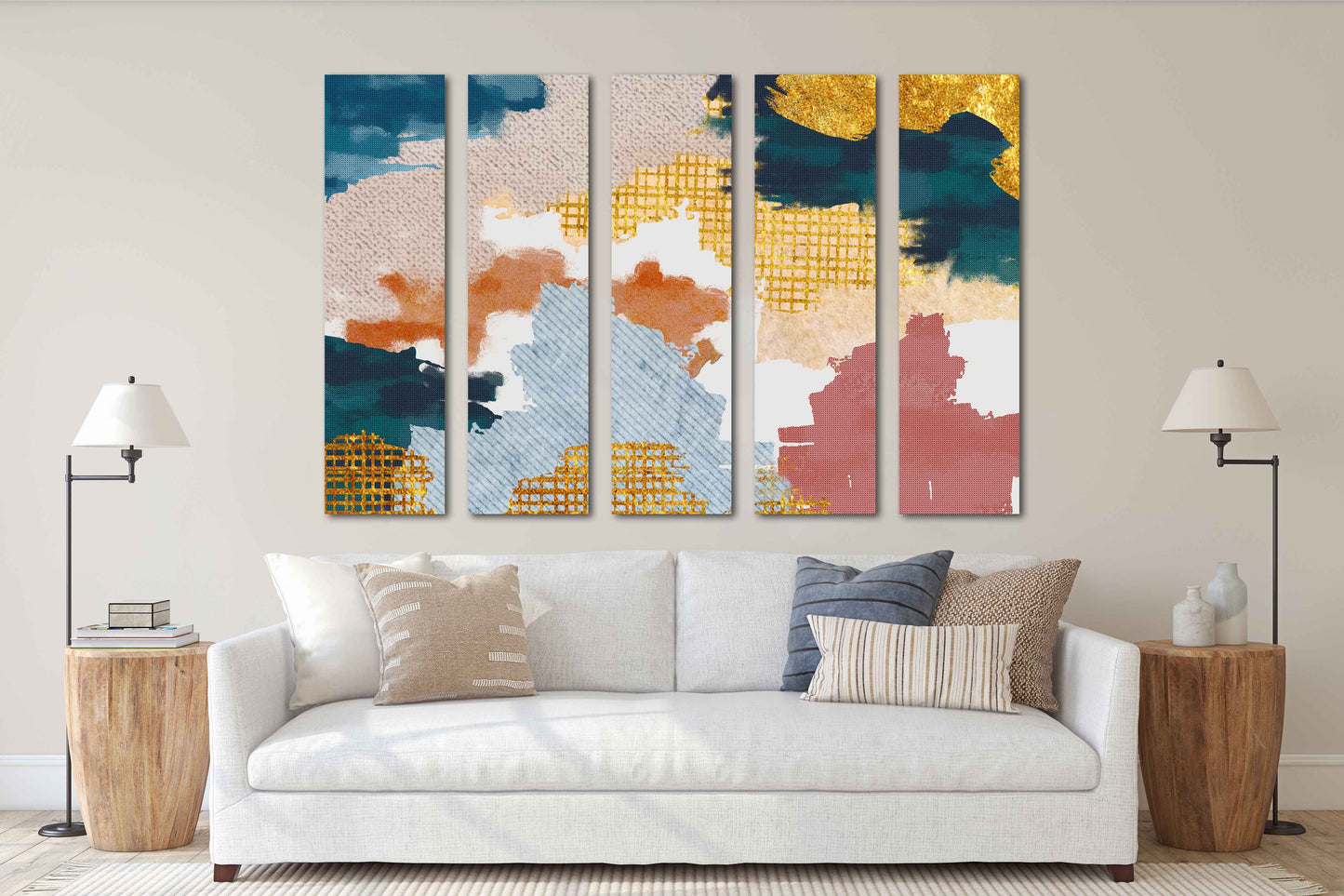 Abstraktes buntes Gemälde, groß, moderne abstrakte Kunst, abstraktes expressionistisches Gemälde, Wandcollage-Set, abstrakte Wandkunst, Heimwanddekor