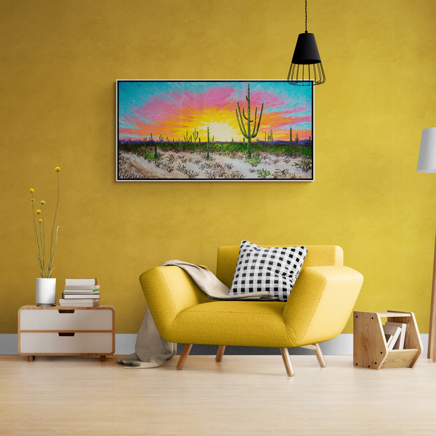 Western panoramic wall art, southwestern artwork, framed sunset artwork, nature art print, colorful canvas print