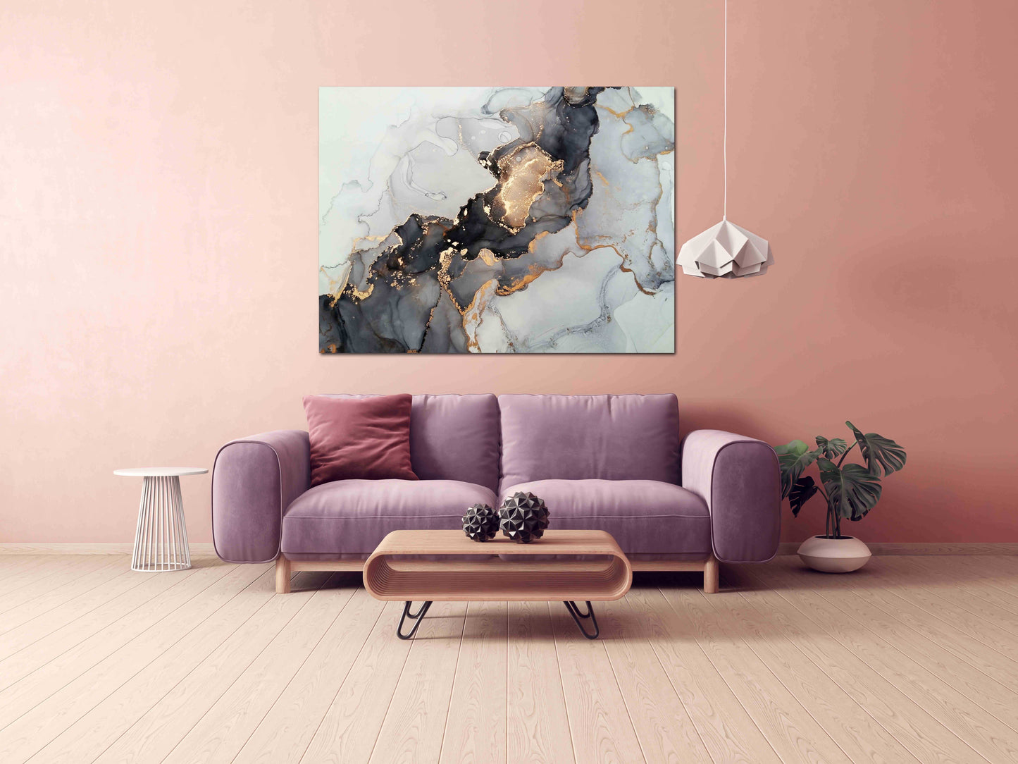 Marmor-Wanddekor, abstraktes Marmor-Leinwandbild, abstrakte Wandkunst in Gold und Schwarz auf Leinwand, mehrteiliges Wandbild auf Marmor-Leinwandbild