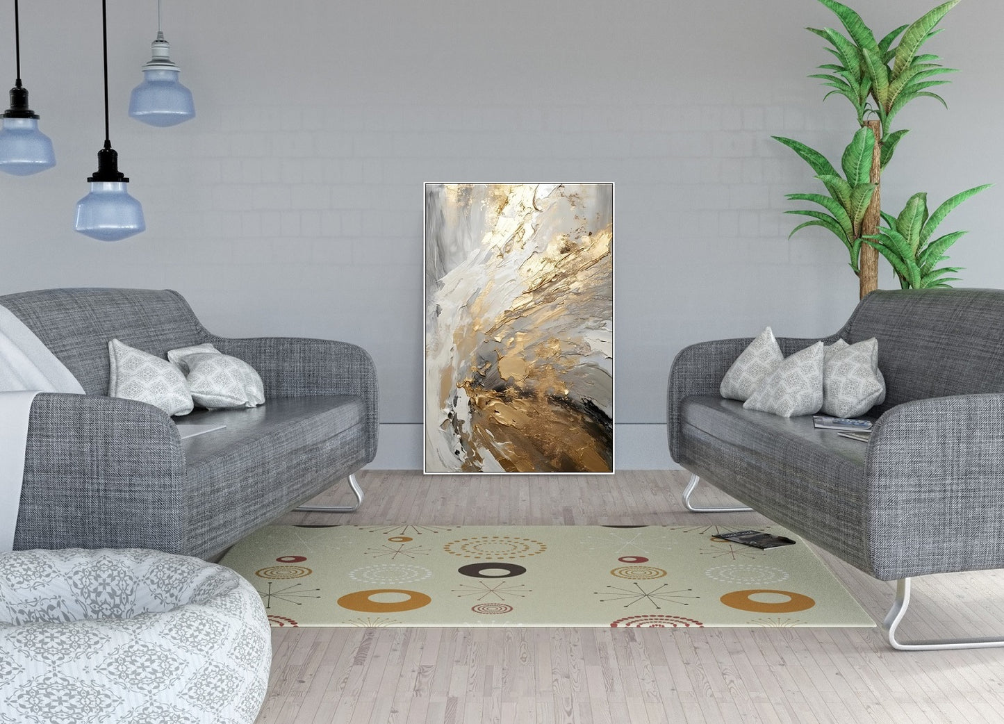 Large abstract oil painting canvas print, grey brown floater frame wall art, modern framed hanging wall decor, desighner wall art for giftframe living room wall art (Copy)