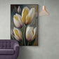 Large tulips wall art, floral canvas print, printable framed artwork, white flowers wall art, botanical floater frame living room wall art