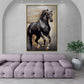 Large horse artwork, floater frame animal canvas print, printable black horse artwork, framed living room wall art, aluminum frame wall art