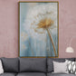 Printable dandelion wall art, large framed floral canvas print, big flower wall art, floater frame artwork, white flower wall art to bedroom