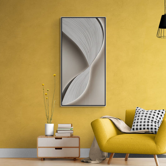 Abstract wave wall art, large framed canvas print, gray and white art print, gift for him, modern office wall art (Copy)