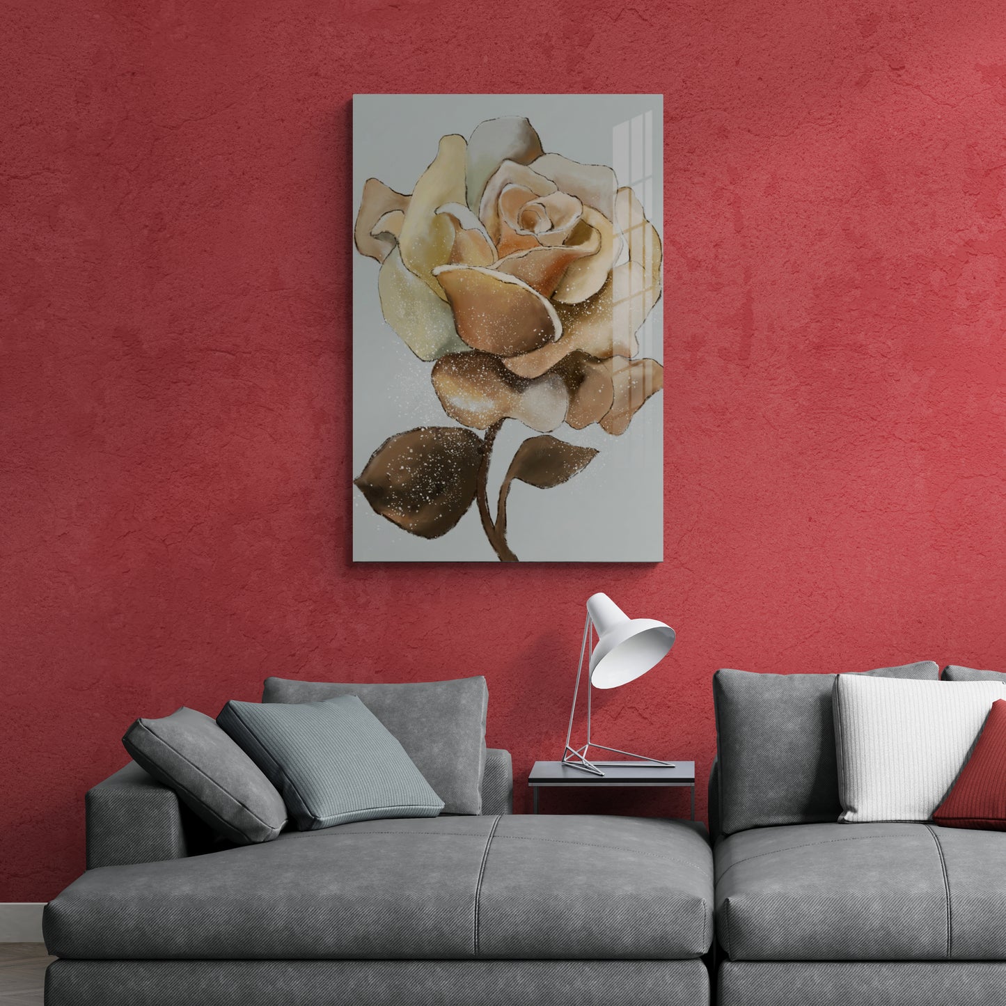 Framed floral wall art, large flowers canvas print, botanical art print for living room, large wall art with rose, printable wall art for gift