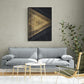Dreieckige Wandkunst, abstrakter schwarz-goldener Leinwanddruck, großer moderner Kunstdruck, konzeptuelle Wandkunst, gerahmte Wandkunst für Wohnzimmer, Geschenk-Wandkunst
