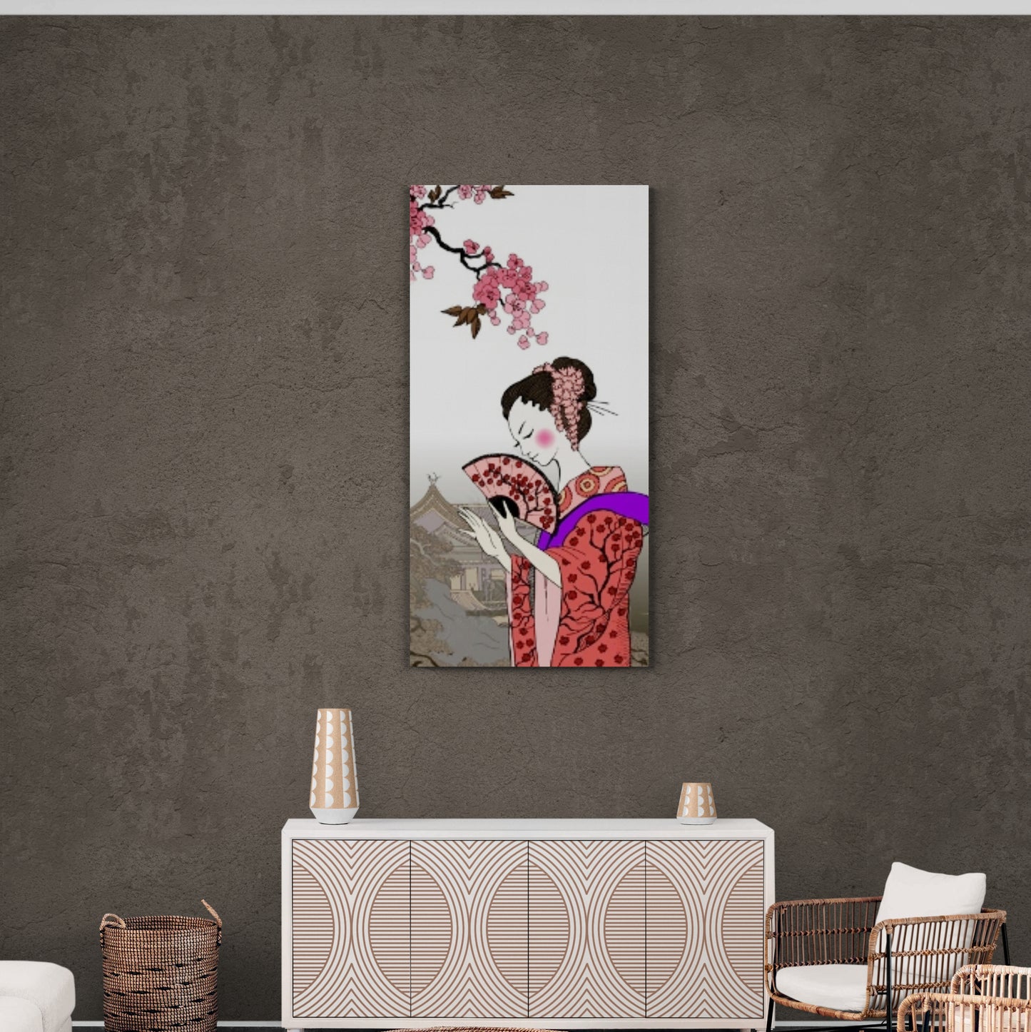 Chinoiserie wall art, Japan woman artwork, geisha wall art, framed japandi wall art, people canvas print, oriental wall art