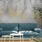 Feathers wallpaper, peel and stick abstract wall mural, removable wallpaper for living room or bedroom, wallpaper with leaves