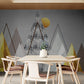 Abstract mountains wall mural, peel and stick wallpaper for kids room, accentual self adhesive wallpaper, grey and gold wall mural