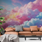 Extra large clouds wallpaper, self adhesive celestial wall mural, colorful abstract peel and stick wallpaper mural, wallpaper with colorful sky image, removable wallpaper