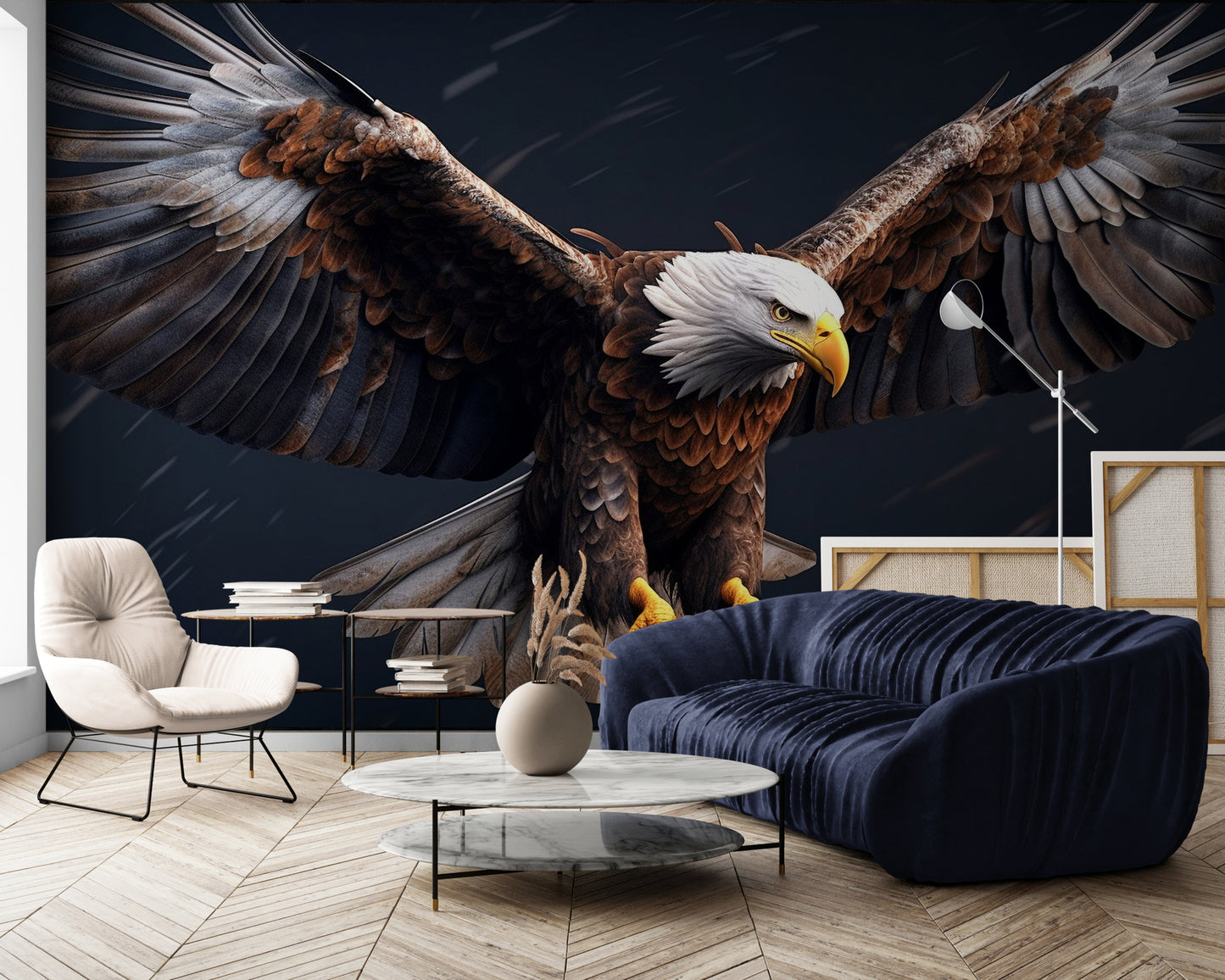 Eagle wallpaper mural, large peel and stick mural with bird, dark self adhesive wall mural, extra large wallpaper, removable wallpaper, accent bedroom wall mural