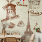 Kitchen wallpaper, peel and stick wall mural with Paris motifs, self adhesive wallpaper with France food image, accent wall mural for dining room, removable wallpaper mural