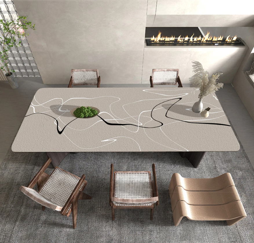 Wasserdichte PVC-Küchentischdecke, Küchenabdeckung mit Lederstruktur "Abstrakt"