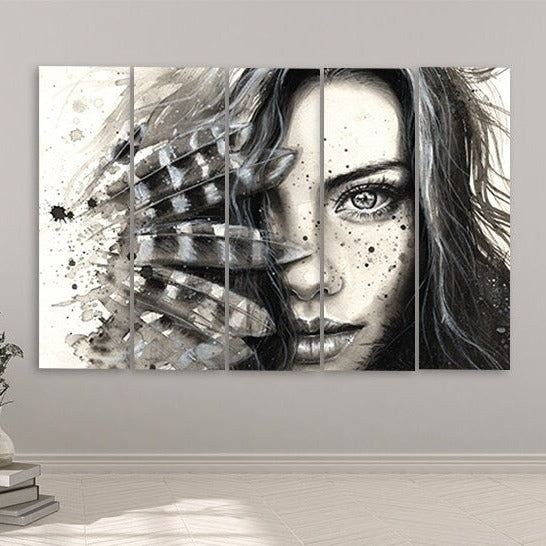 Paintings women faces wall art paintings on canvas, home wall decor, black and white wall art,  black and white prints, canvas painting