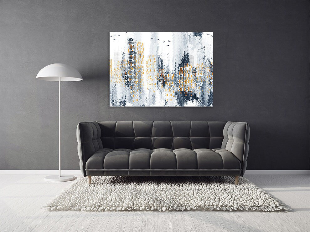 Abstract wall art paintings on canvas, abstract print, extra large wall art, home wall decor, trendy wall art, city wall art multi panel art