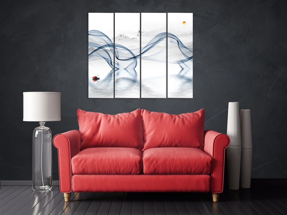 Blue wave abstract Abstract wall art paintings on canvas, home wall decor, canvas painting, asian wall art huge wall art abstract painting