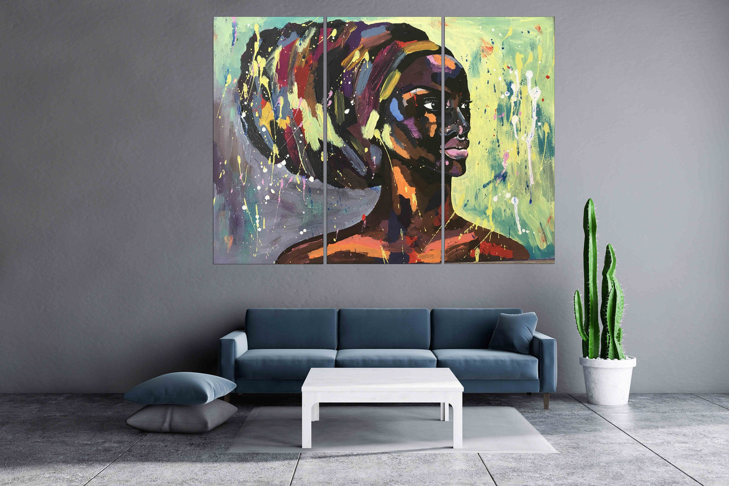 Black woman wall art Afro woman Abstract African wall art African canvas art painting Large wall art Trendy wall art African american art