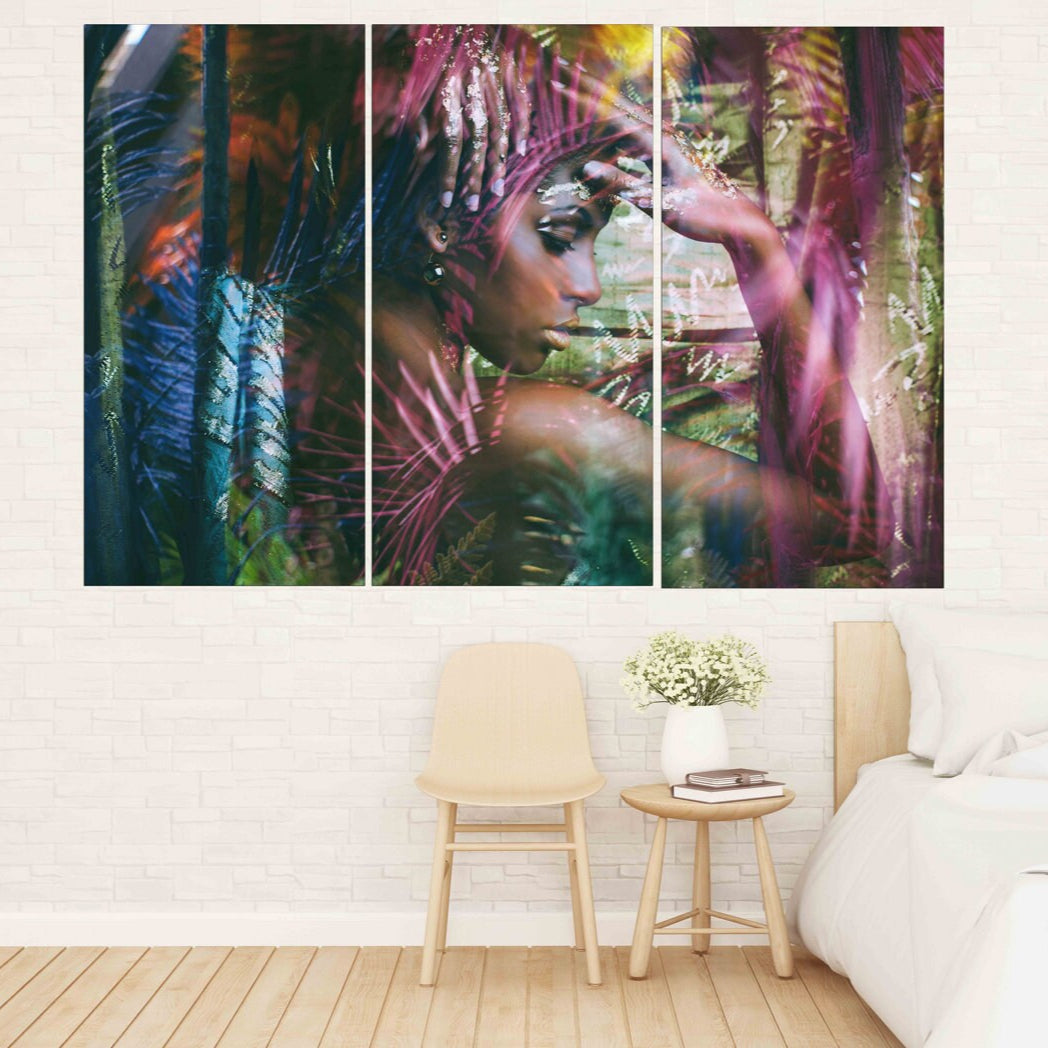 African american wall art Black woman wall art Afro woman Abstract  African canvas art painting Large wall art Trendy wall art