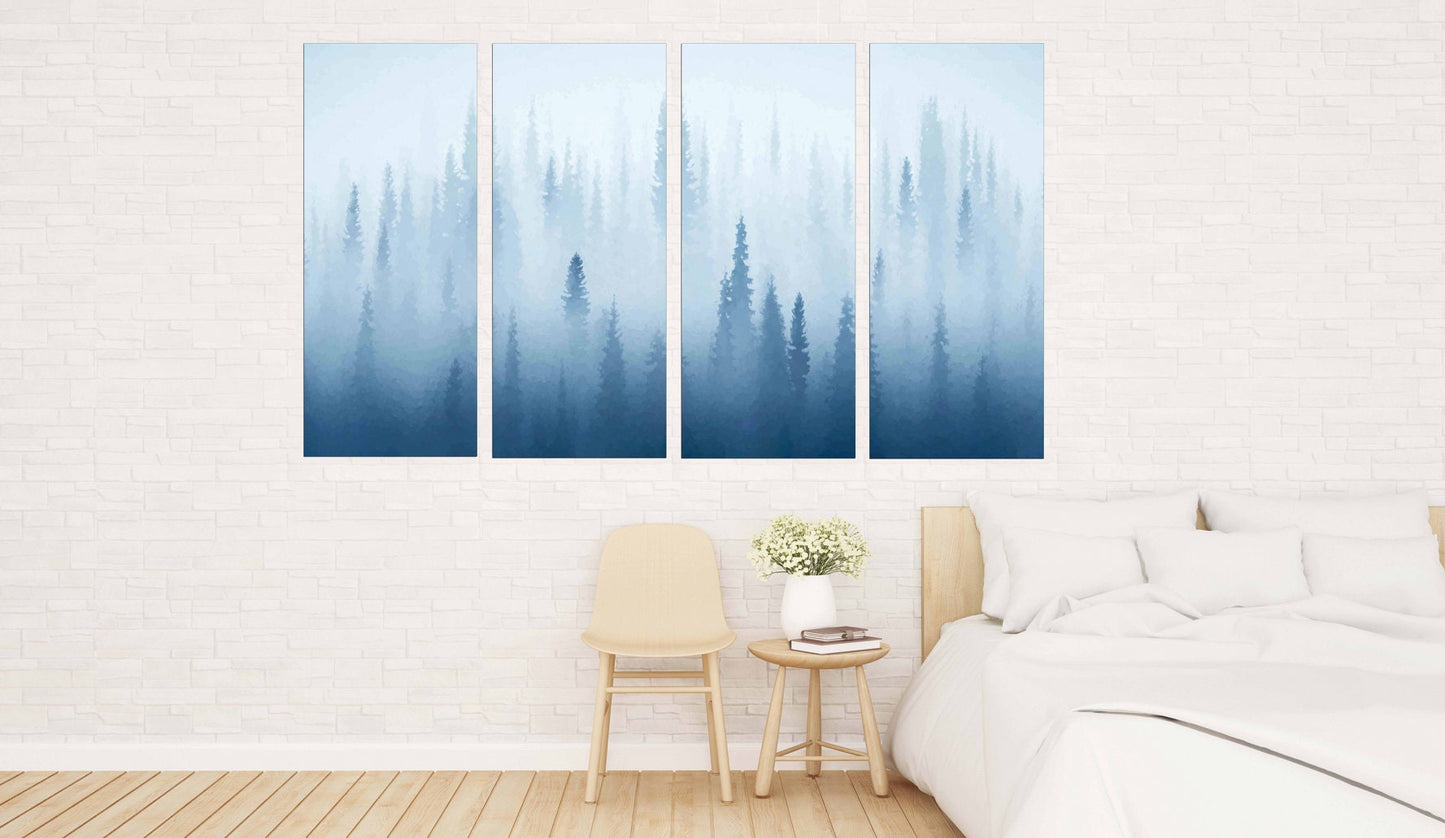 Forest wall art paintings on canvas, home wall decor canvas painting housewarming and wedding gift farmhouse wall decor multi panel wall art