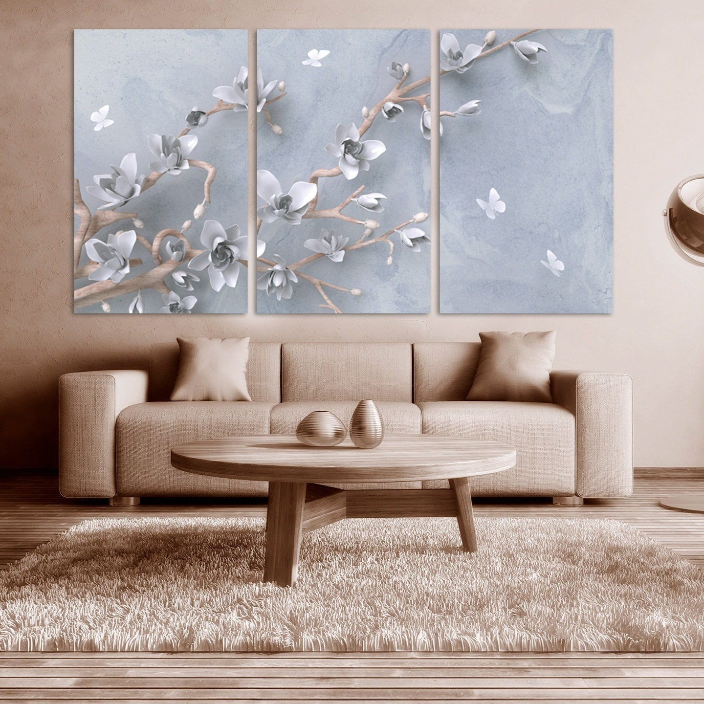 Sakura wall art deco, flower wall art, boho wall art, asian wall art, extra large wall art, floral canvas wall art, boho room decor