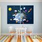 Kinderzimmer Weltraum Kinderzimmer Spielzimmer Wanddekoration Abenteuer Baby Kinder Wanddruck 3D Weltraum Kunst Leinwandbild extra groß Mehrteilige Leinwand