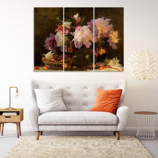 Оil painting flowers Vintage paintings on canvas floral wall art Botanical paintings Flowers wall decor extra large multi panel wall art