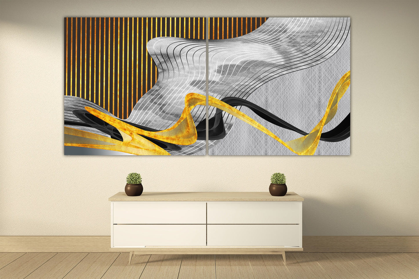 Grey Gold art Abstract art print Modern abstract art Multi panel canvas Abstract wall art Abstract painting Extra large wall art