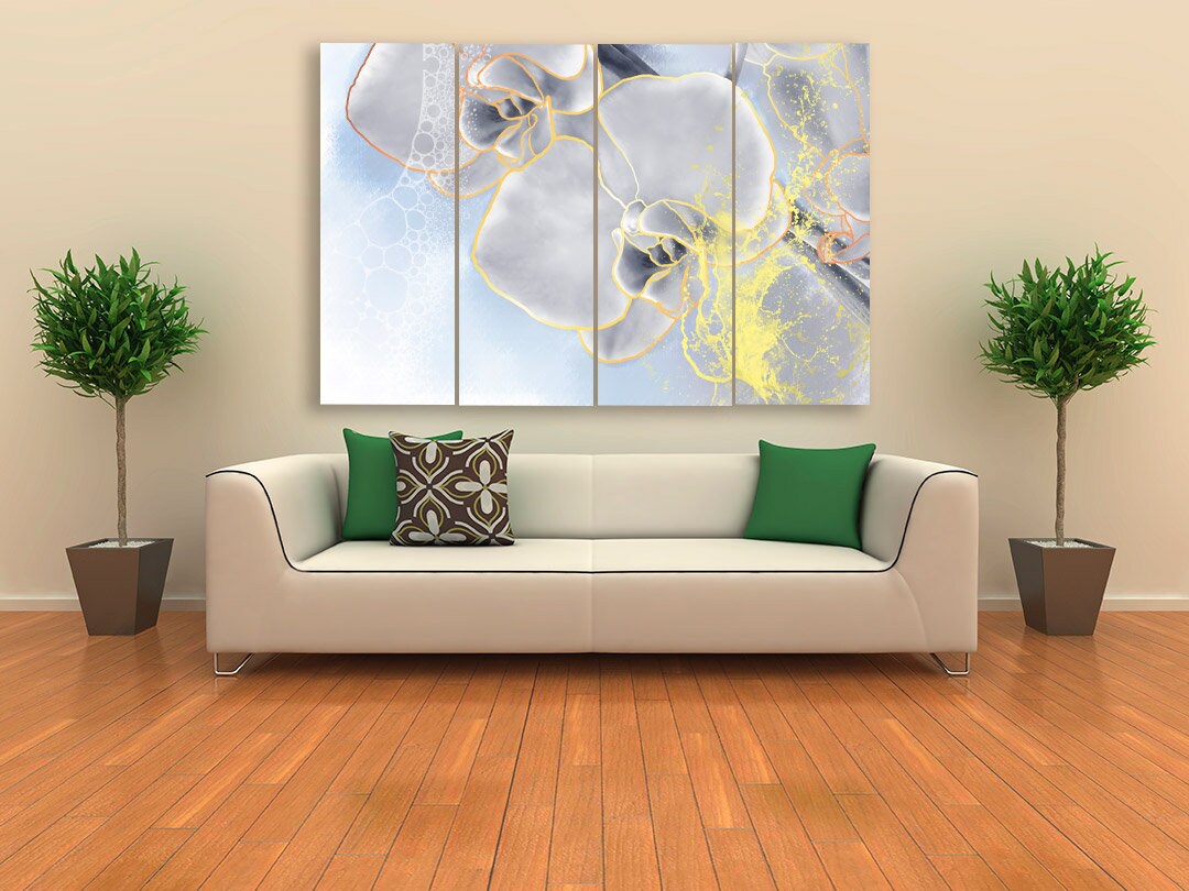 Orchid drawing Wall art boho flowers Flowers wall art paintings on canvas canvas painting farmhouse wall decor flower wall decor