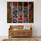 Crazy cat makeup oil painting pet portrait wall art farmhouse animal wall decor nursery extra large multi panel canvas art painting