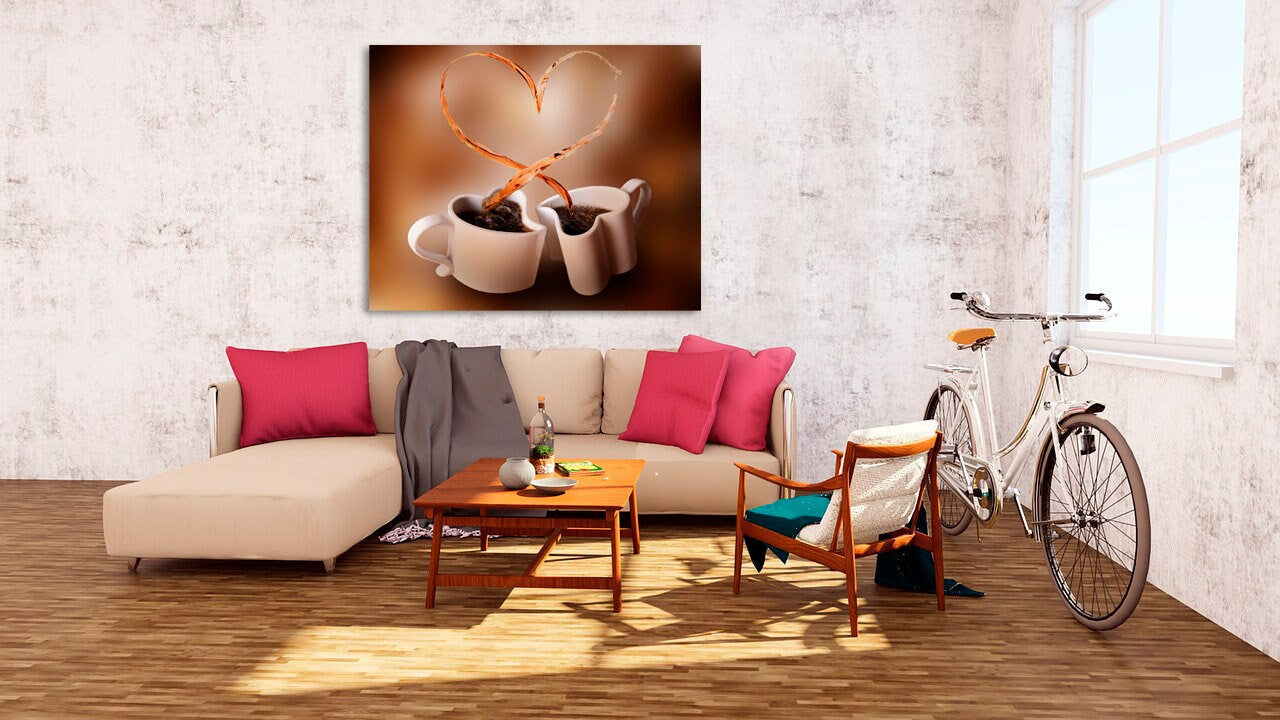 Coffee cup art print Kitchen Rustic wall coffee decor Extra large wall art Multi panel canvas painting coffee lover gift