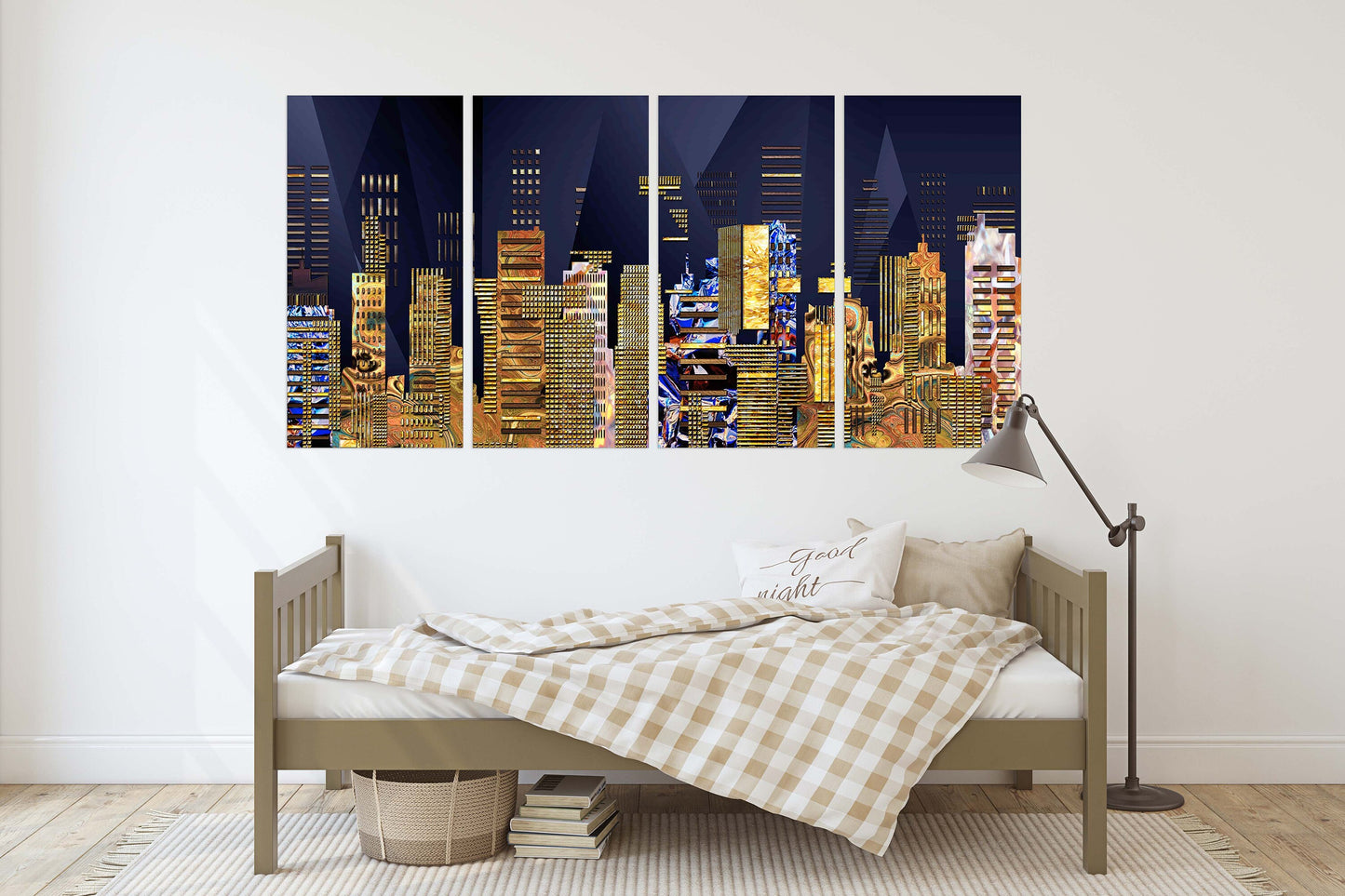 Night city Wall collage kit City at night decor Canvas painting Extra large multi panel wall art Picture frames Home wall decor picture