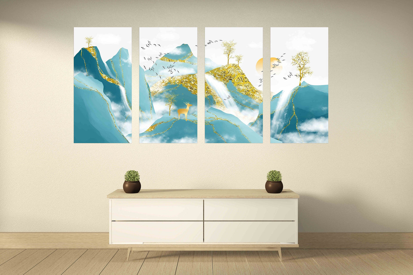 Incense waterfall Golden deer Blue ridge mountains wall art Smoky mountains wall art Outdoors mountains Canvas painting Home wall decor