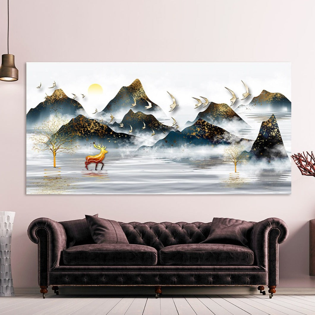 Gapanese wall art Mountain wall decal Blue ridge mountains line art wall print Modern abstract wall art Abstract canvas painting