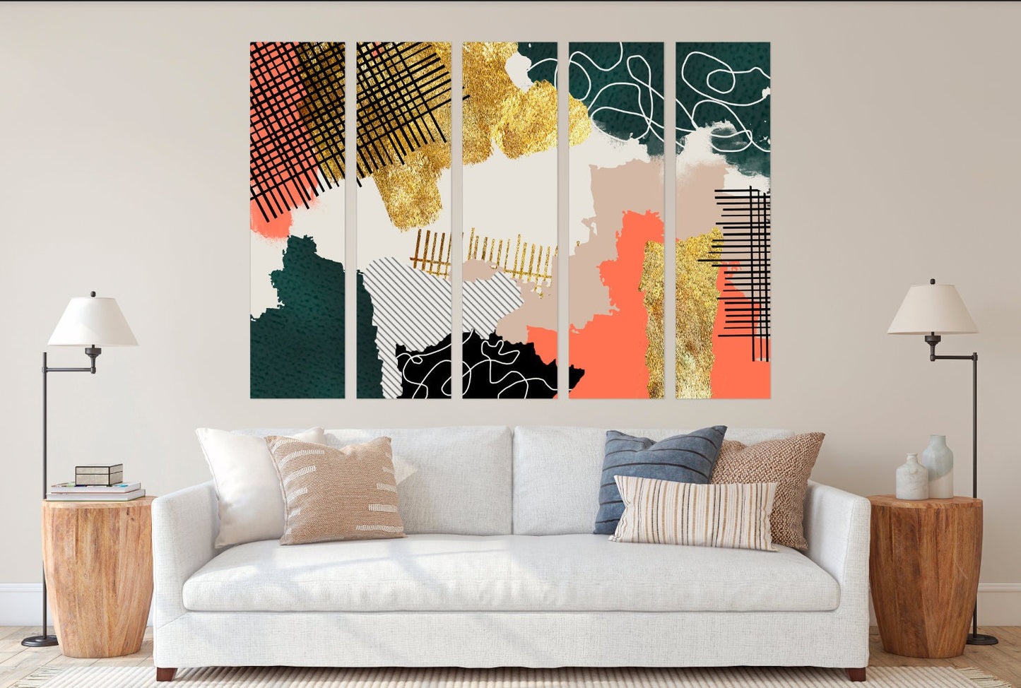 Abstract colorful painting large Modern abstract art Abstract expressionist painting Wall collage kit Abstract wall art Home wall decor