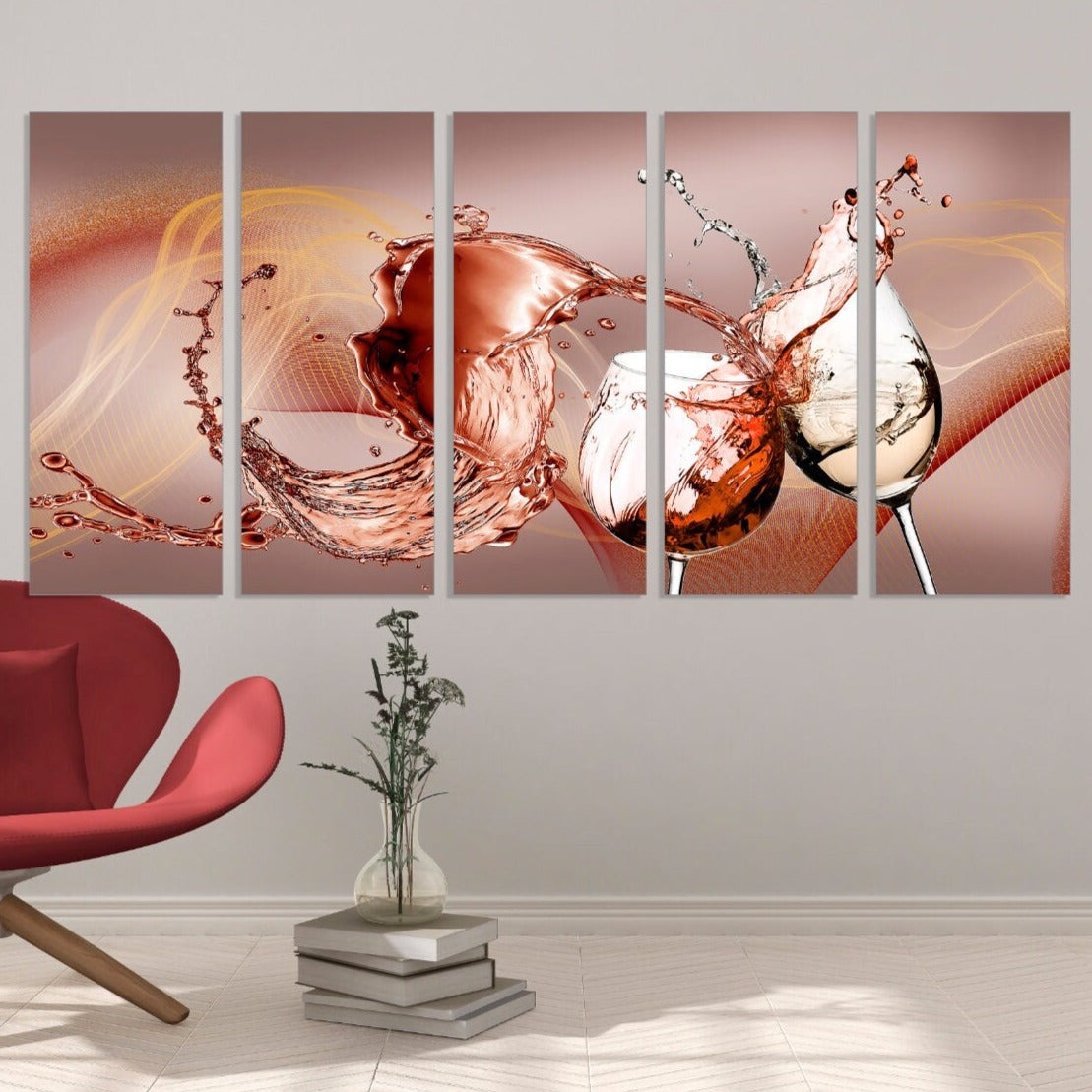 Wine wall art Kitchen wall decor canvas Extra large Multi panel Canvas painting Housewarming gift printable art 3 piece frame canvas