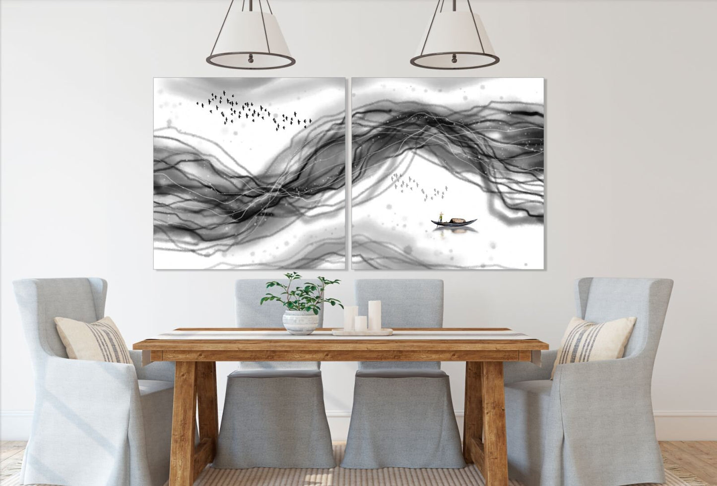 Modern abstract art Black and white art Multi panel canvas room wall decor Abstract wall art Abstract painting Extra large wall art