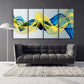 Blue and yellow wall art trendy Extra large Abstract wall art Modern Abstract painting Multi panel canvas room wall decor