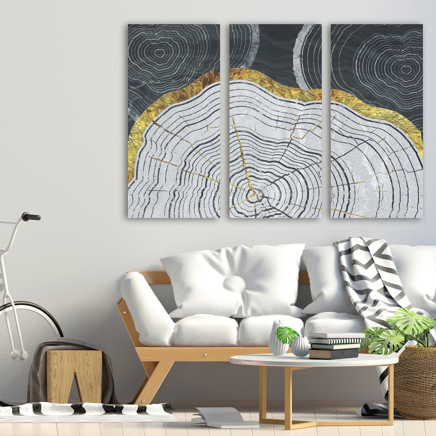 Gold and black abstract canvas wall art, modern paintings, oversize wall art for bedroom, living room, kitchen, office