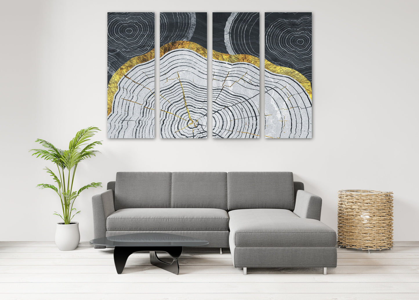 Gold and black abstract canvas wall art, modern paintings, oversize wall art for bedroom, living room, kitchen, office