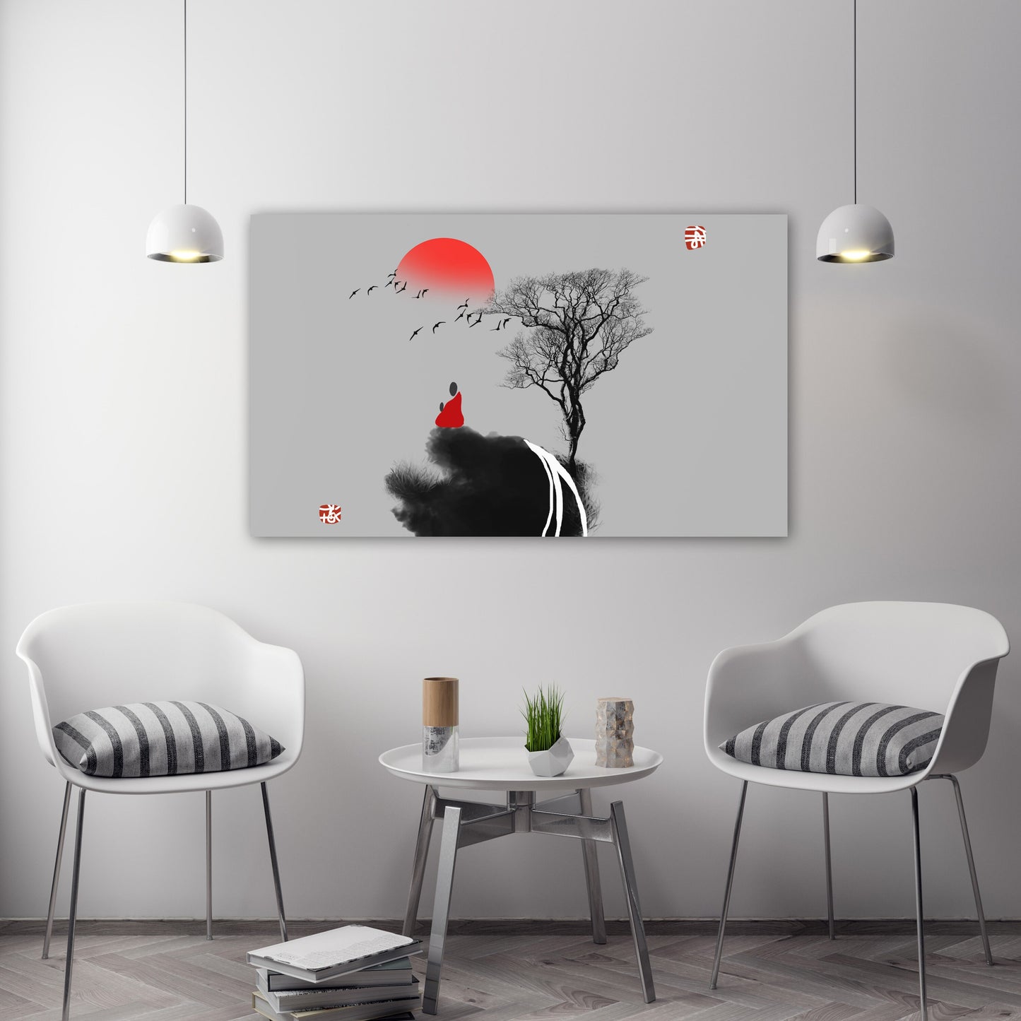 Japanese wall art, calm horizontal art, large abstract painting, minimalist painting on canvas, asian wall art