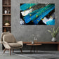 Abstract colorful framed wall art, large blue float frame canvas print, modern conceptual oil canvas artwork, simple abstract wall art