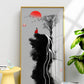 Abstract framed wall art, vertical canvas print, extra large floater frame hanging wall decor, Asian style printable artwork for living room