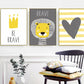 Large nursery wall art, grey yellow kids canvas print, set of three children artworks, floater frame bedroom wall art, inspirational artwork